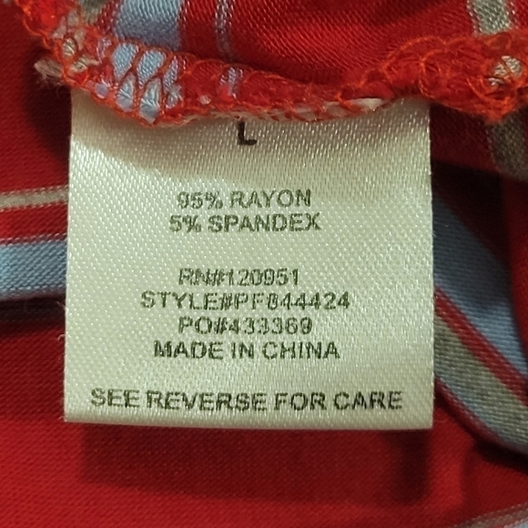 Pink Rose Women's red/blue/grey striped t-shirt size Large - Picture 7 of 9